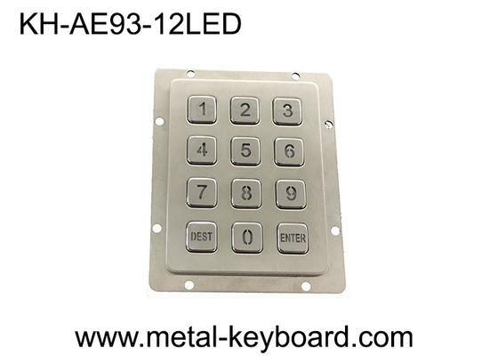 3x4 모체 12 열쇠 스테인리스 키패드에 있는 뒤 가벼운 금속 숫자 키패드
